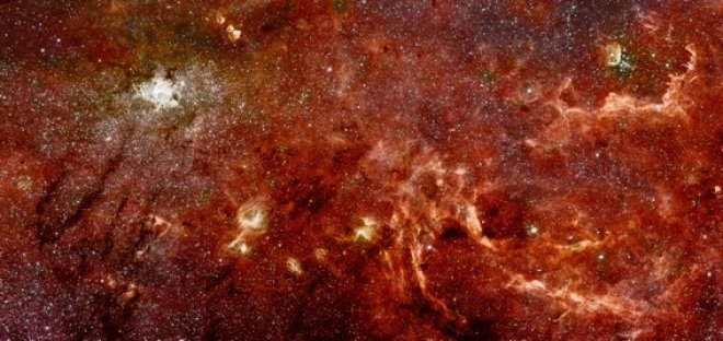 Hubble-Spitzer: Color Mosaic of the Galactic Center